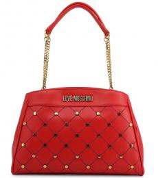 Love Moschino Red Criss-Cross Stitch Large Tote