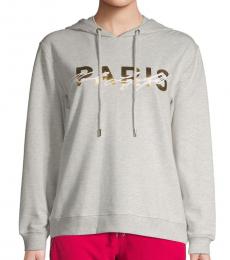 Karl Lagerfeld Light Grey Cotton-Blend Logo Hoodie