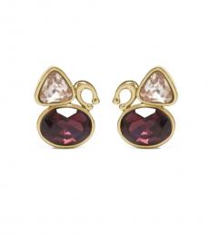 Coach Gold-Red Signature Crystal Cluster Stud Earrings