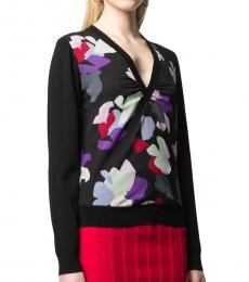 Emporio Armani Black Abstract Print Knit Jumper