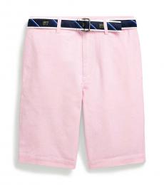 Ralph Lauren Boys Pink Slim Fit Belted Oxford Shorts