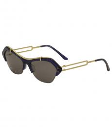 Navy Crystal-Gold Fashion Sunglasses
