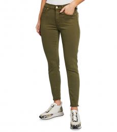 7 For All Mankind Medium Green Ankle Squiggle-Pocket Jeans