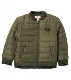 True Religion Little Boys Olive Quilted Bomber Jacket