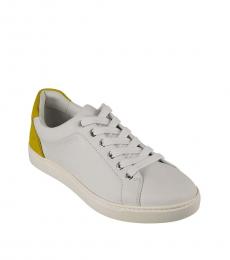 White Yellow Leather Sneakers