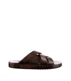Dolce & Gabbana Dark Brown Lizard Print Sandals