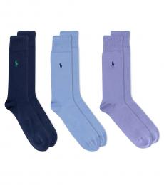 Ralph Lauren Blue 3 Pack Super-Soft Dress Socks