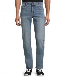 7 For All Mankind Light Blue Squiggle Straight-Fit Jeans