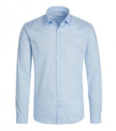 Light Blue Slim Fit Button Front Shirt