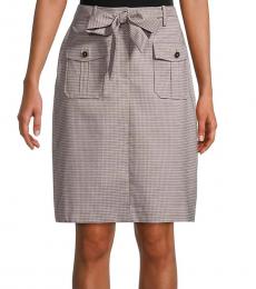 Grey Belted Check Skirt