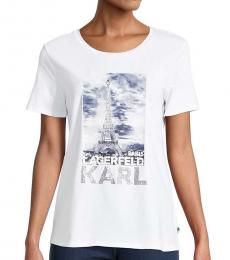 Karl Lagerfeld White Eiffel Tower T-Shirt