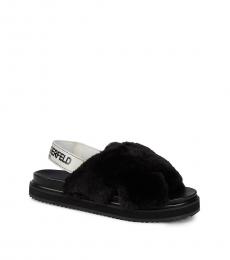 Black Patricia Faux Fur Sandals
