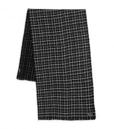 Karl Lagerfeld Black Fringed Tweed Blanket Scarf
