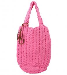 JW Anderson Pink Knitted Shopper Medium Tote