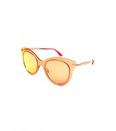Orange Mirror Cat Eye Shield Sunglasses