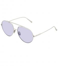 Tod's Silver Purple Mirror Aviator Sunglasses