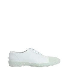 Prada White Leather Lace Up Sneakers