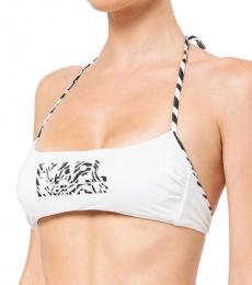 Karl Lagerfeld White Logo Bikini Top