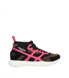 Valentino Garavani Black Pink Side Logo Sneakers