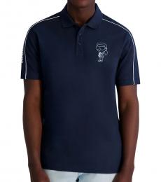 Karl Lagerfeld Navy Blue Printed Logo Polo
