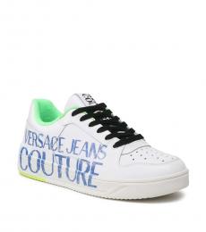 Versace Jeans Couture White Leather Round Toe Sneakers