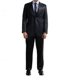 Armani Collezioni Blue Striped Silk Wool Suit