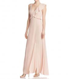 BCBGMaxazria Bare Pink Chiffon Ruffled Evening Dress