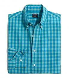 Turquoise Gingham Regular Flex Casual Shirt