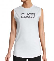 Cavalli Class White Logo Muscle T-Shirt