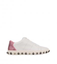 Philipp Plein White Pink Studded Crystals Sneakers