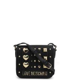 Love Moschino Black Metal Studs Flap Small Crossbody