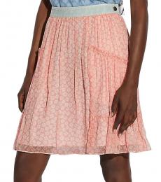 Coach Pink Denim Waistband Mini Skirt