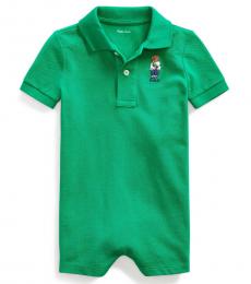 Ralph Lauren Baby Boys Chroma Green Fanny Pack Bear Shortall