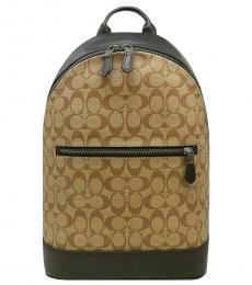 Coach Tan Black West Slim Large Backpack
