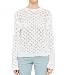 Theory White Overlay Mesh Pullover