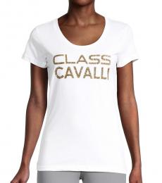 Cavalli Class White Logo T-Shirt