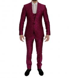 Dolce & Gabbana Pink Jacquard Slim Fit Suit