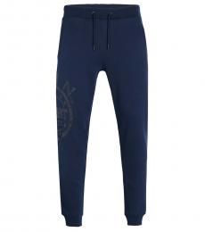 Navy Blue Solid Logo Joggers