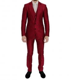 Dolce & Gabbana Pink Jacquard Slim Fit Two Button Suit