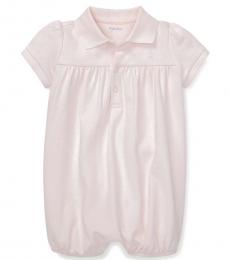 Ralph Lauren Baby Girls Delicate Pink Interlock Bubble Shortall