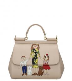 Dolce & Gabbana Light Pink Sicily Printed Small Satchel