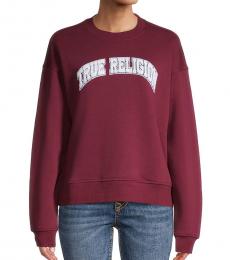 True Religion Maroon Oversized Logo Sweatshirt
