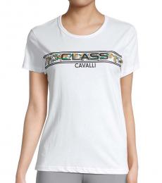 Cavalli Class White Logo Graphic T-Shirt