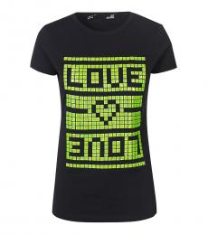 Love Moschino Black Square Pattern Logo T-Shirt