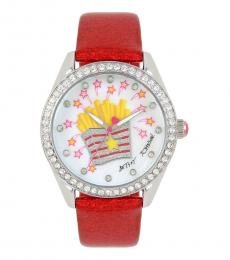 Betsey Johnson Red Glitter Gleamy Watch