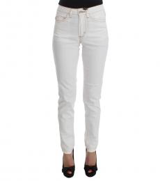 White Slim Fit Cotton Jeans