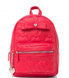 Betsey Johnson Red Quilted Heart Medium Backpack