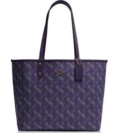 Coach Dark Purple Lavender Reversible City Large Tote