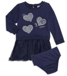 Juicy Couture Baby Girls Navy Metallic Heart Dress