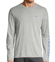 Calvin Klein Light Grey Long-Sleeve Logo Sweatshirt